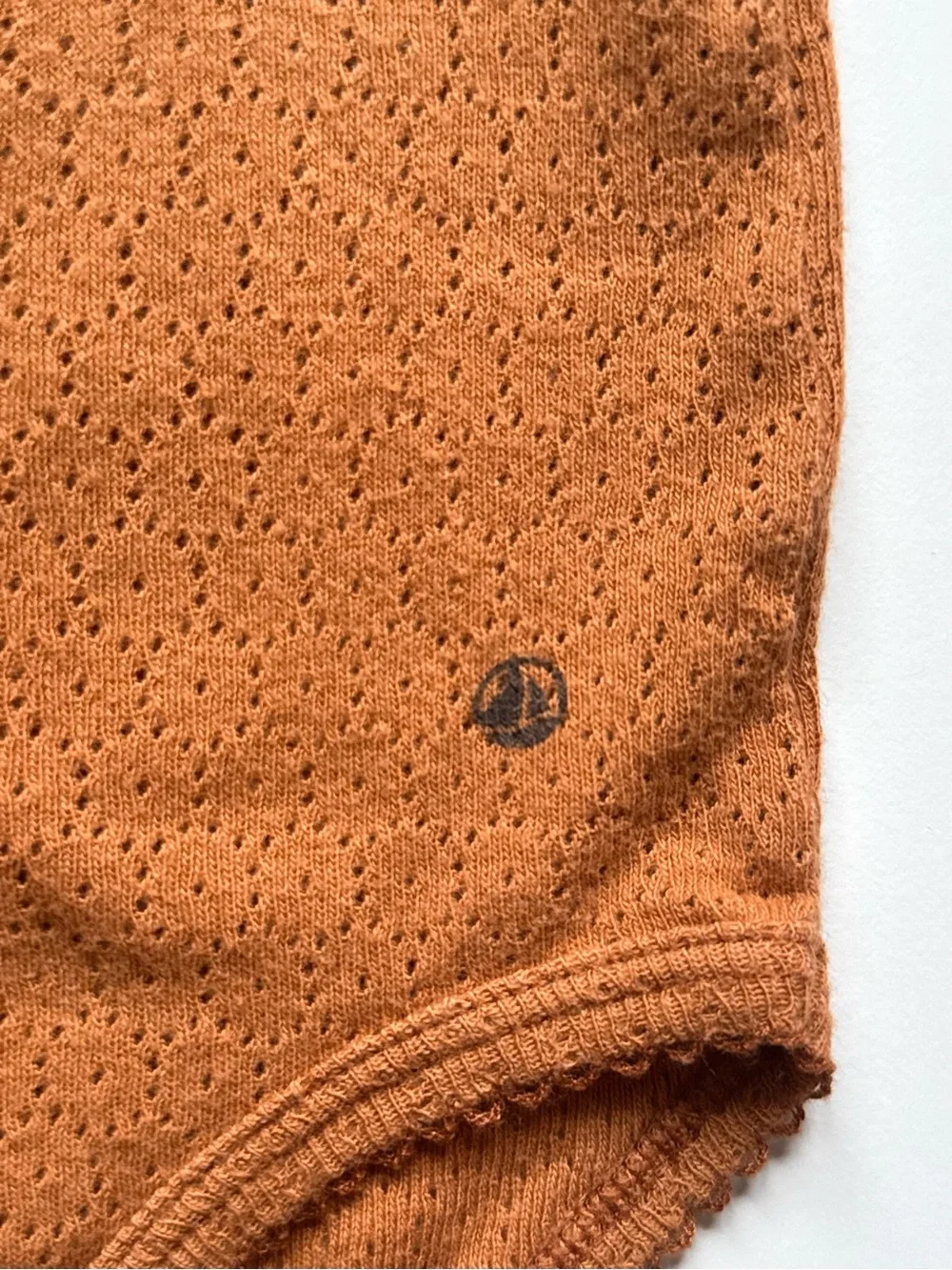 Petit Bateau Baby Long-Sleeved Openwork Bodysuit, ECUREUIL brown - Size 24M